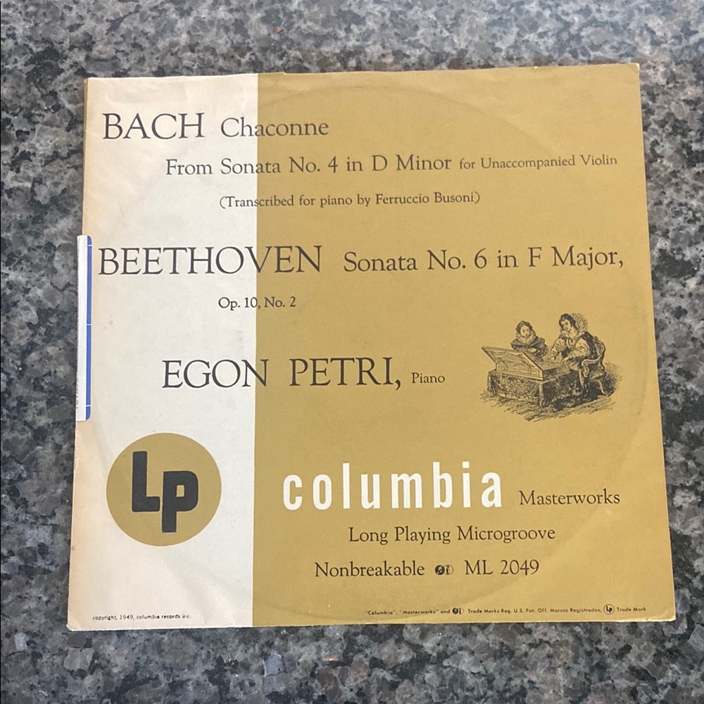 Columbia Masterworks LP vinyl record with Tan and Black Design